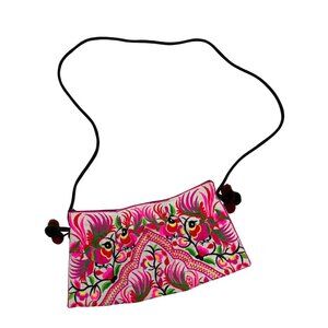 Thai Hmong Handmade Floral Embroidered Shoulder Bag Colorful Crossbody Purse